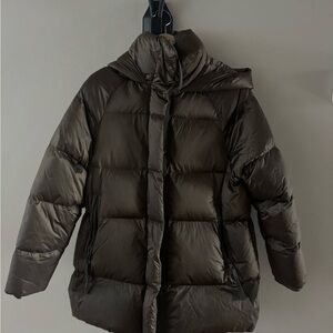 Varley Canton Down Coat in Brushed Olive Metallic